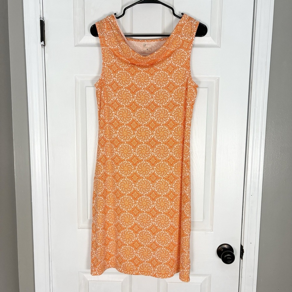 Title Nine Sleeveless Lightweight Cowl Draped Neck Golf Orange Dress Medium